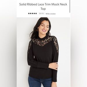NWT- Maurice’s- Lace Trimmed Mock neck ribbed tops
